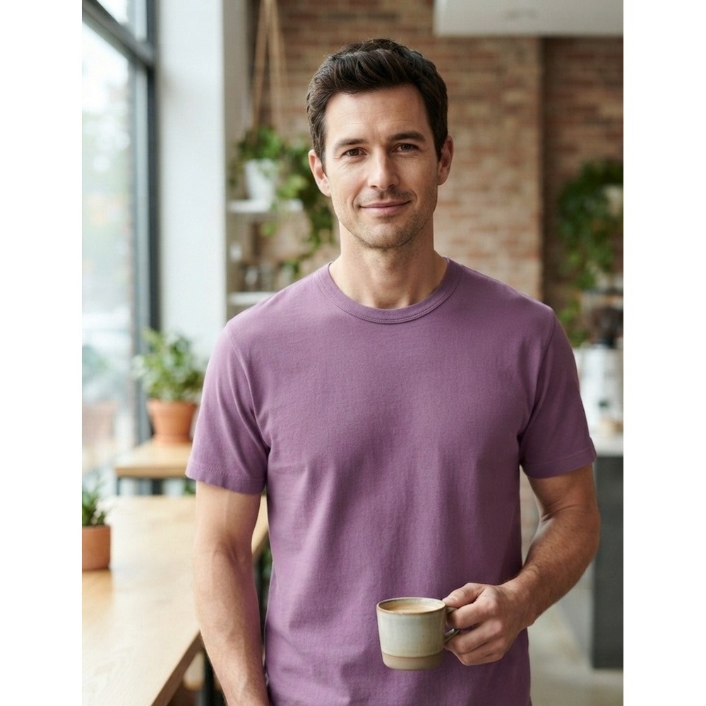 Uniqlo U Mens Crew Neck Short Sleeve T-Shirt Purple 100% Cotton 341-455360 Small